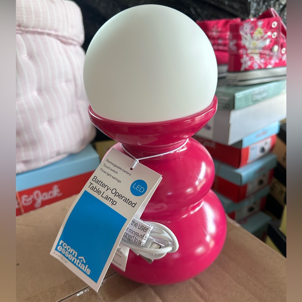 2 Room Essentials Pink Battery-Operated LED Table Lamps